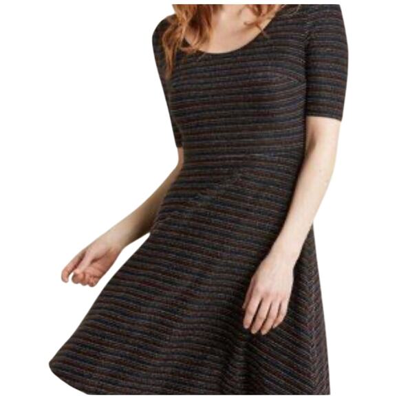 ModCloth Striped Glitter Sparkle Rainbow Skater Dress, Women's Size Medium - Picture 1 of 5